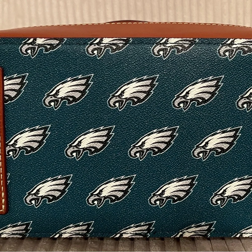 Dooney & Bourke Philadelphia Eagles Satchel with Brown Trim - Picture 3 of 7